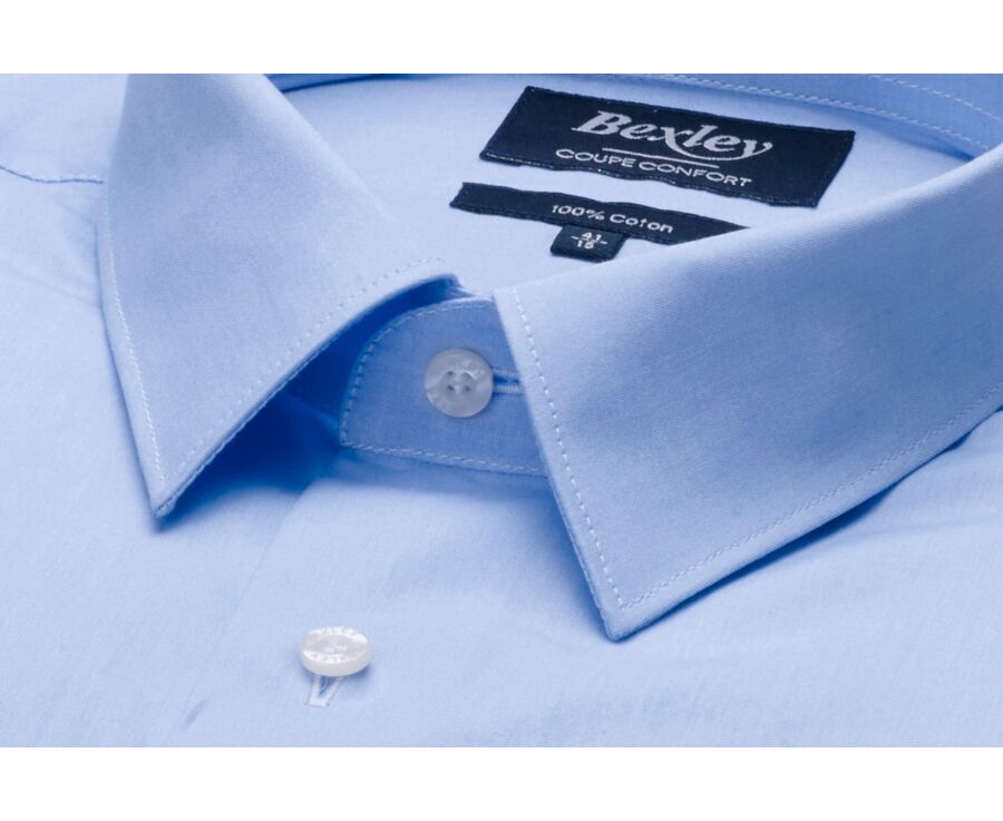 Chemise bleu ciel en coton double fil - ALBERT CLASSIC