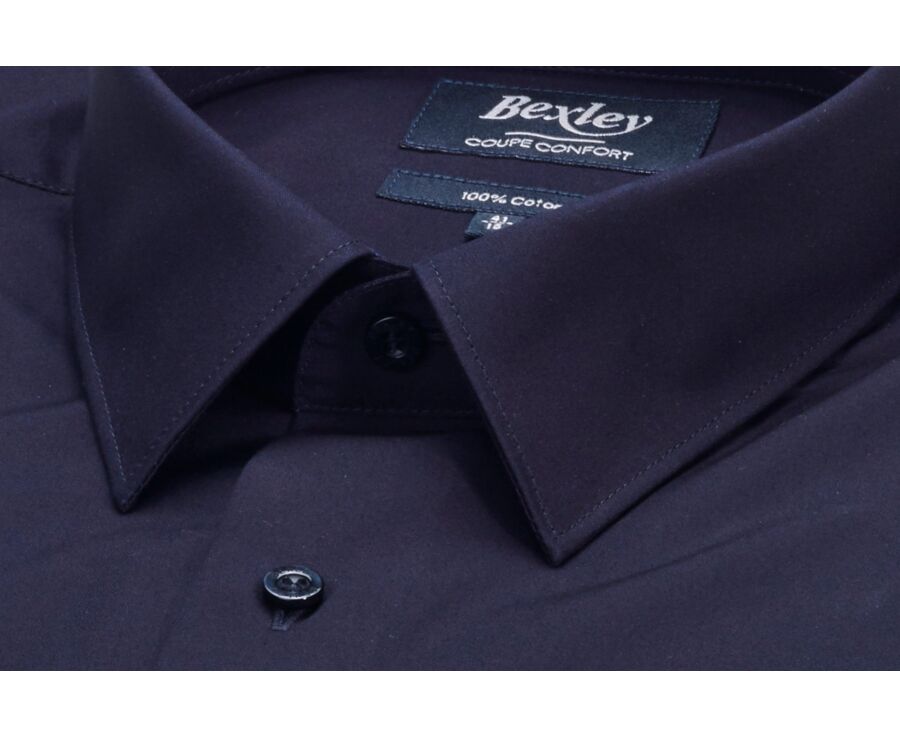 Chemise noir en coton double fil - ALBERT CLASSIC