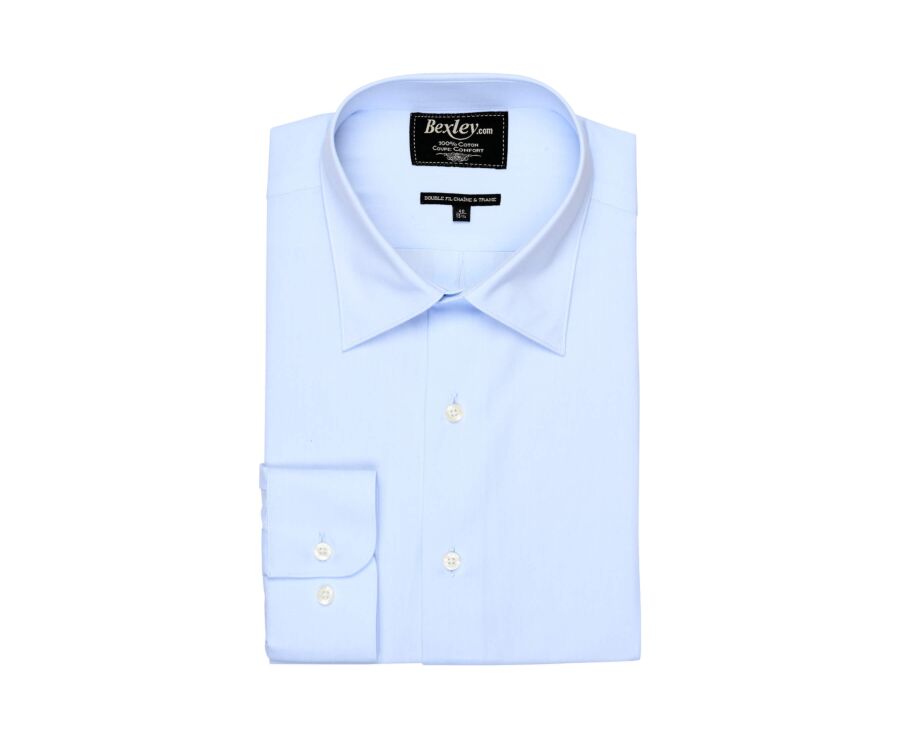 Chemise bleu pâle en coton double fil - ALBERT CLASSIC