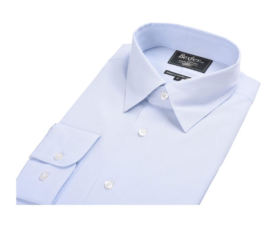 Chemise bleu pâle en coton double fil - ALBERT CLASSIC