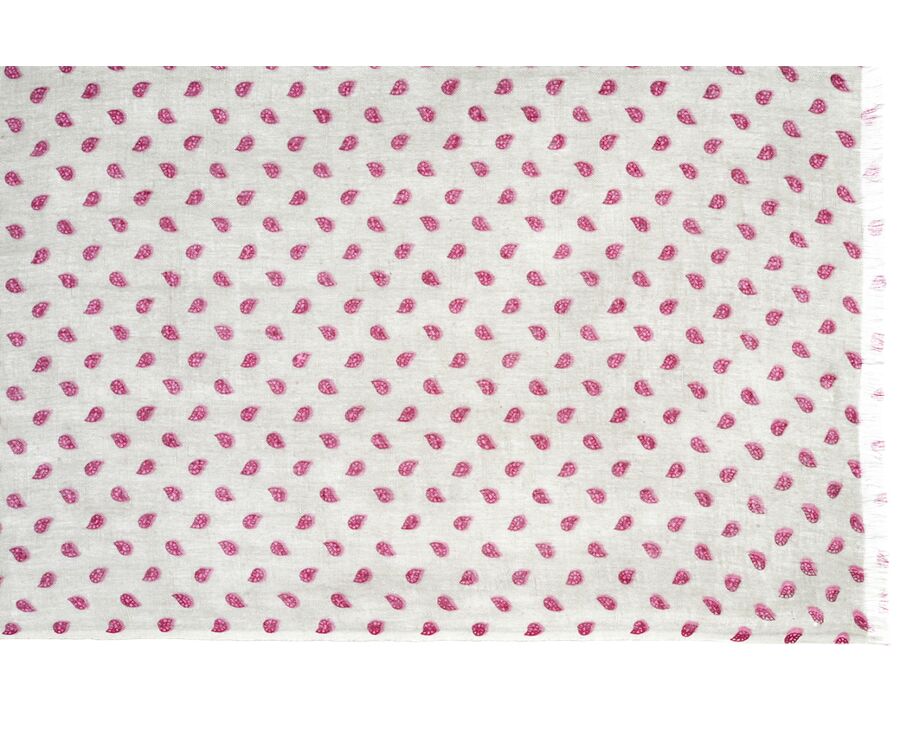 Chèche Lin Beige motif Grenat