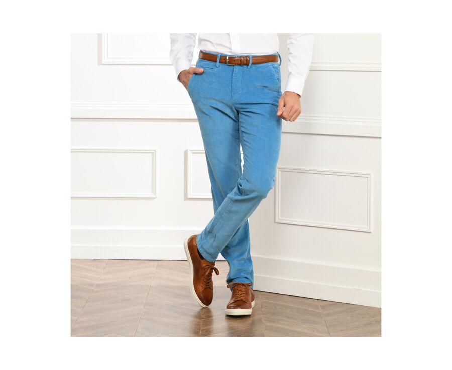 Pantalon chino velours côtelé homme Bleu Clair - NORMAN
