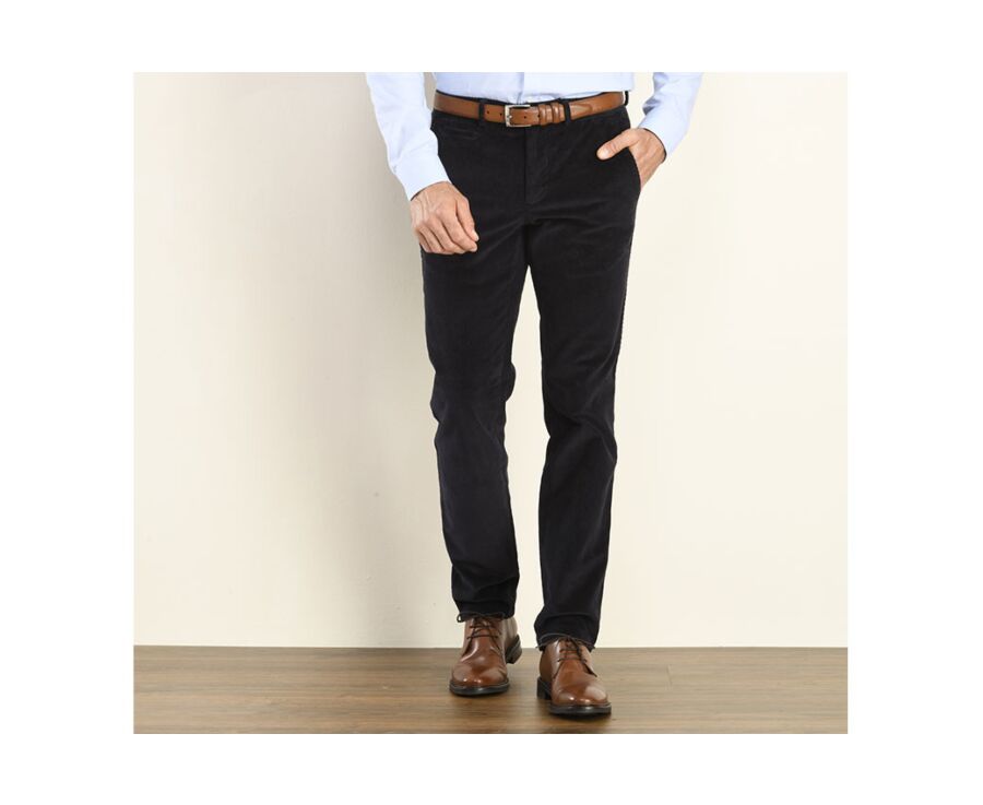 Pantalon chino velours côtelé homme Navy Foncé - NORMAN