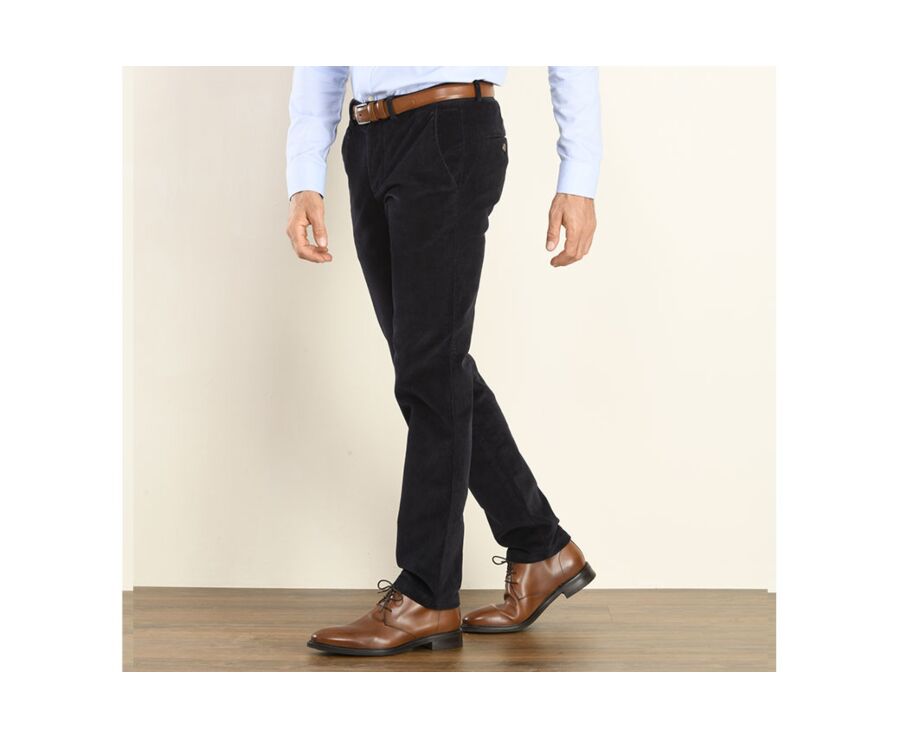 Pantalon chino velours côtelé homme Navy Foncé - NORMAN