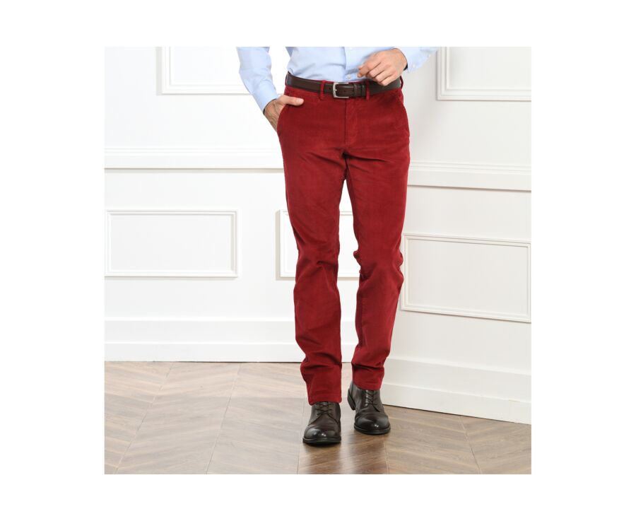 Pantalon chino velours côtelé homme Rouge Grenat - NORMAN