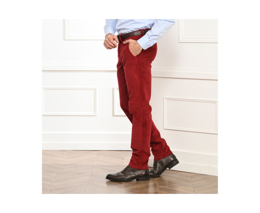 Pantalon chino velours côtelé homme Rouge Grenat - NORMAN