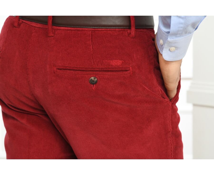 Pantalon chino velours côtelé homme Rouge Grenat - NORMAN