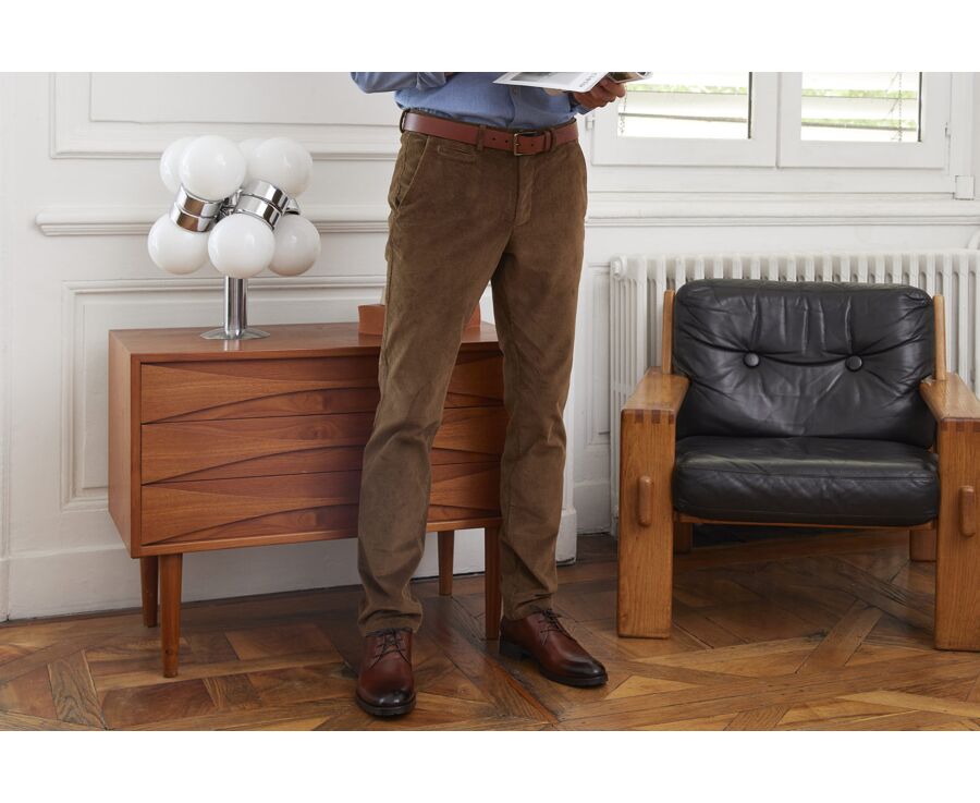 Pantalon chino velours côtelé homme Kaki Clair - NORMAN