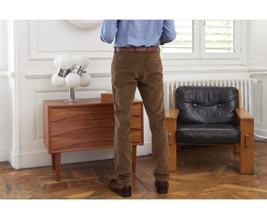 Pantalon chino velours côtelé homme Kaki Clair - NORMAN