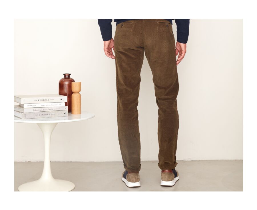 Pantalon chino velours côtelé homme Olive - NORMAN