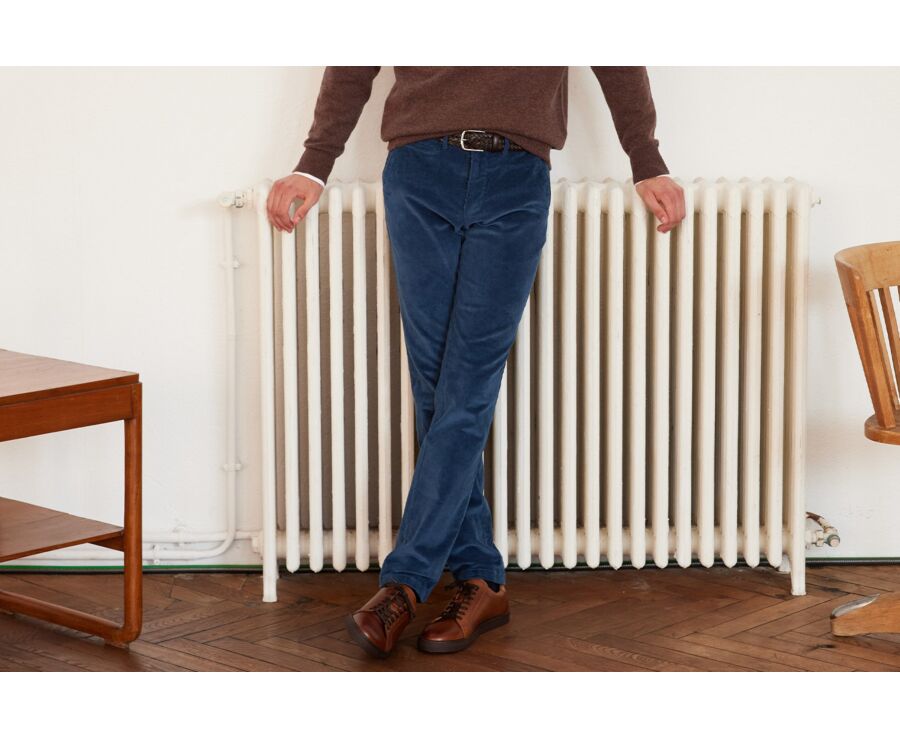 Pantalon chino velours côtelé homme Bleu Denim - NORMAN