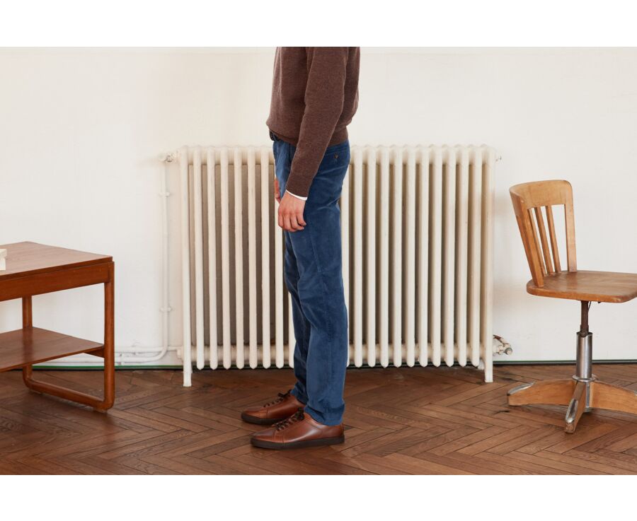 Pantalon chino velours côtelé homme Bleu Denim - NORMAN