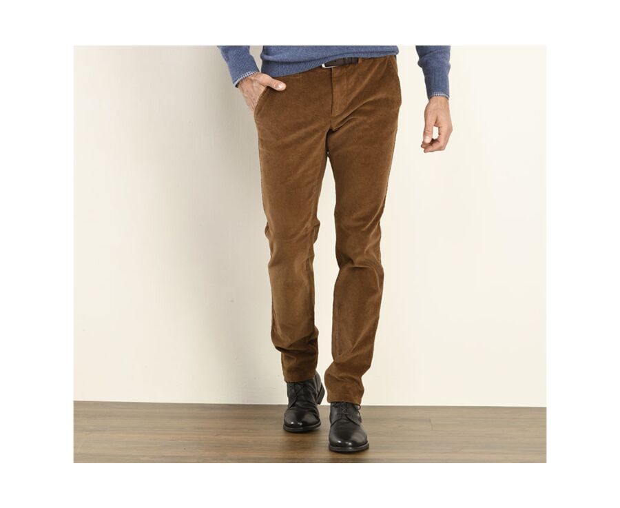 Pantalon chino velours côtelé homme Camel Foncé - NORMAN