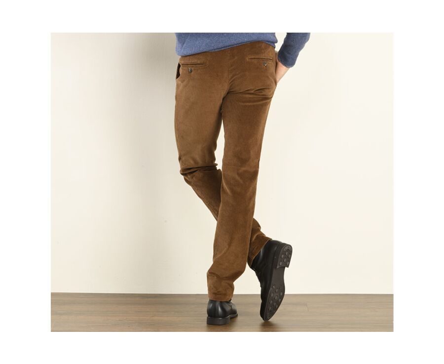 Pantalon chino velours côtelé homme Camel Foncé - NORMAN