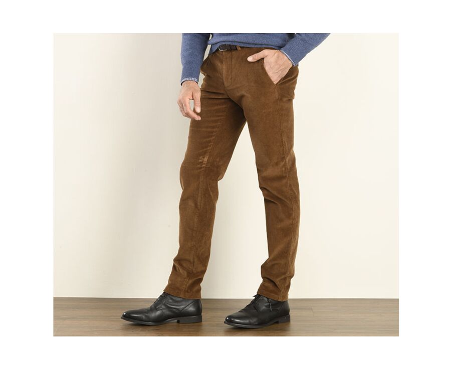 Pantalon chino velours côtelé homme Camel Foncé - NORMAN