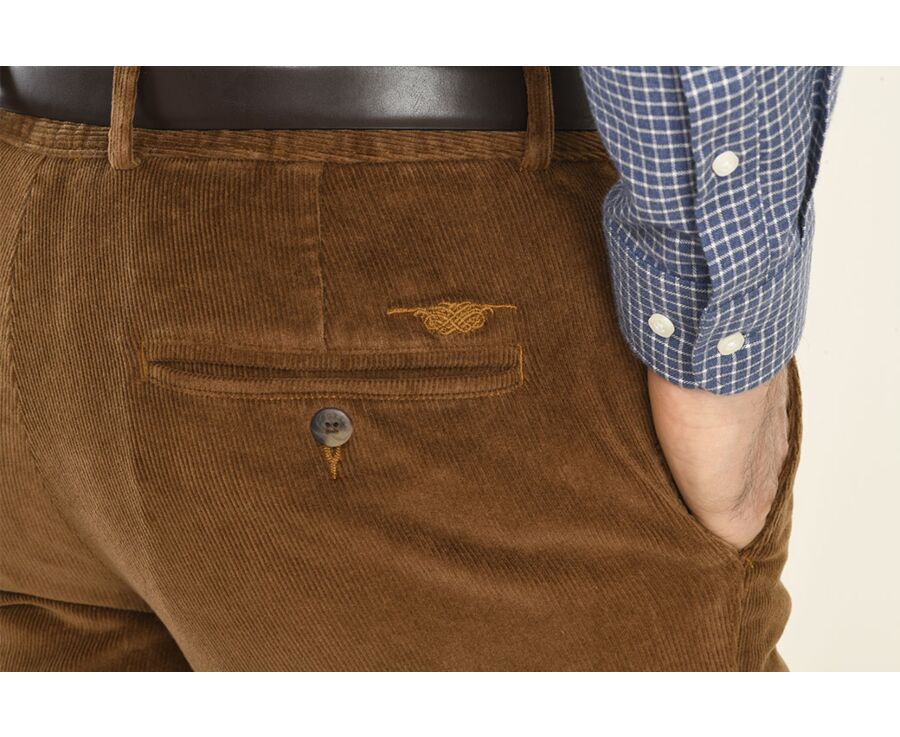 Pantalon chino velours côtelé homme Camel Foncé - NORMAN