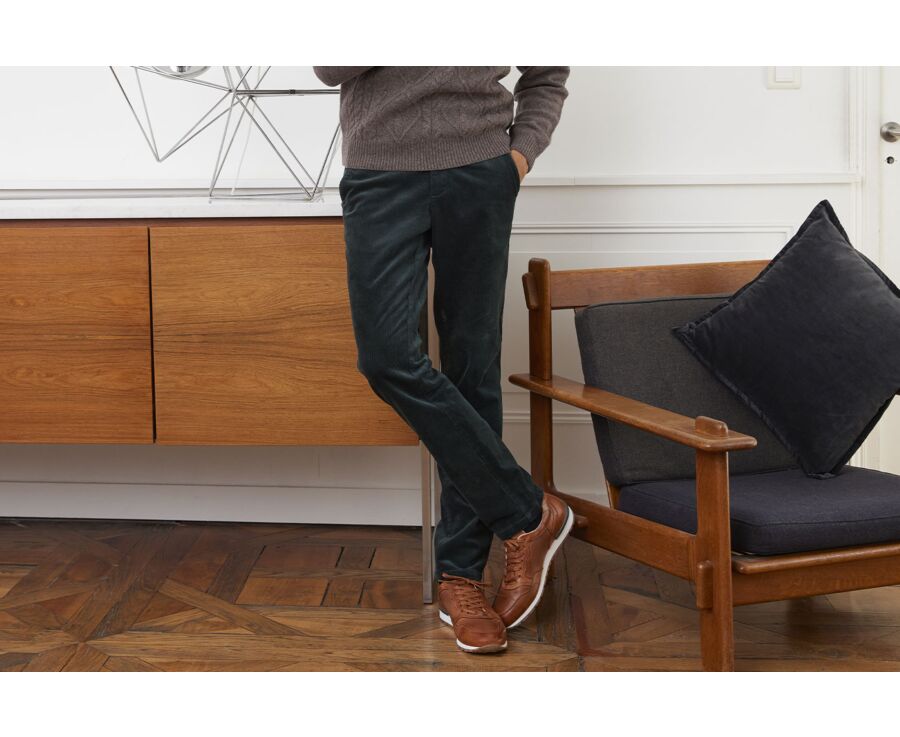 Pantalon chino velours côtelé homme Vert Sapin - NORMAN