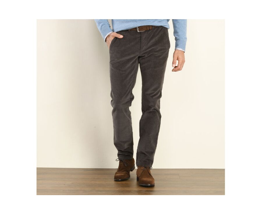 Pantalon chino velours côtelé homme Gris  Taupe - NORMAN