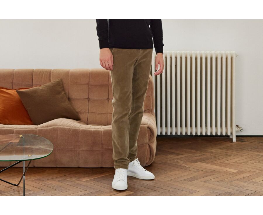 Pantalon chino velours côtelé homme Vert Sauge - NORMAN