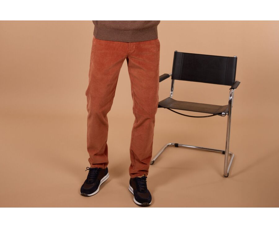 Pantalon chino homme rouille en velours côtelé - NORMAN
