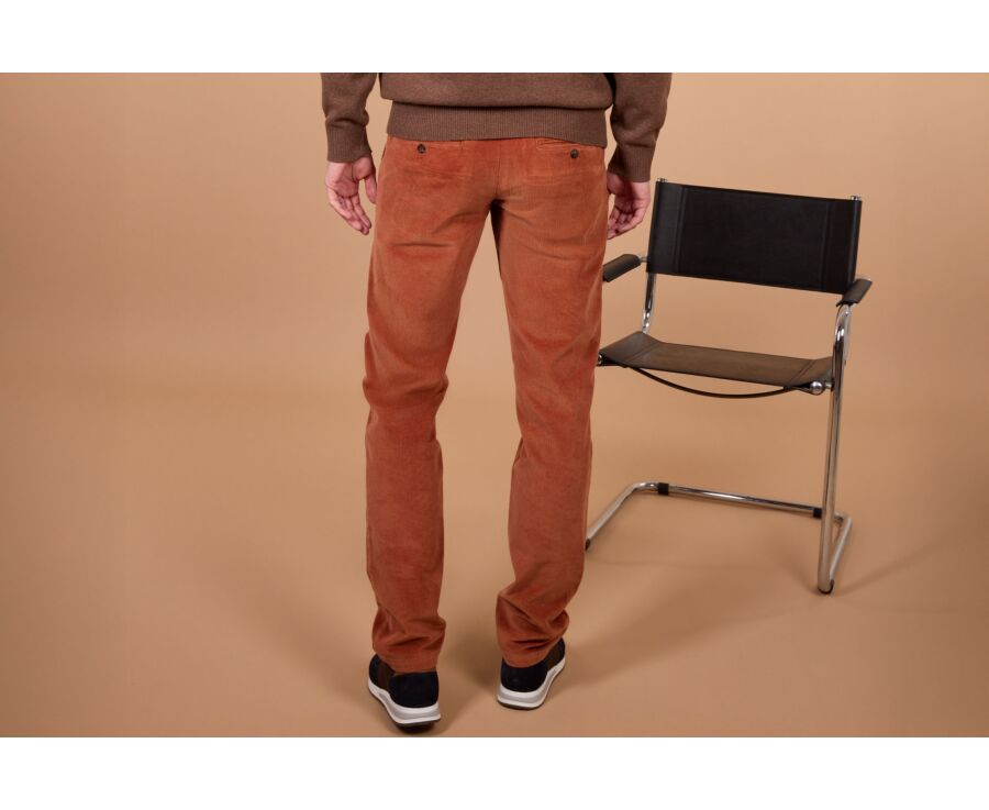 Pantalon chino homme rouille en velours côtelé - NORMAN