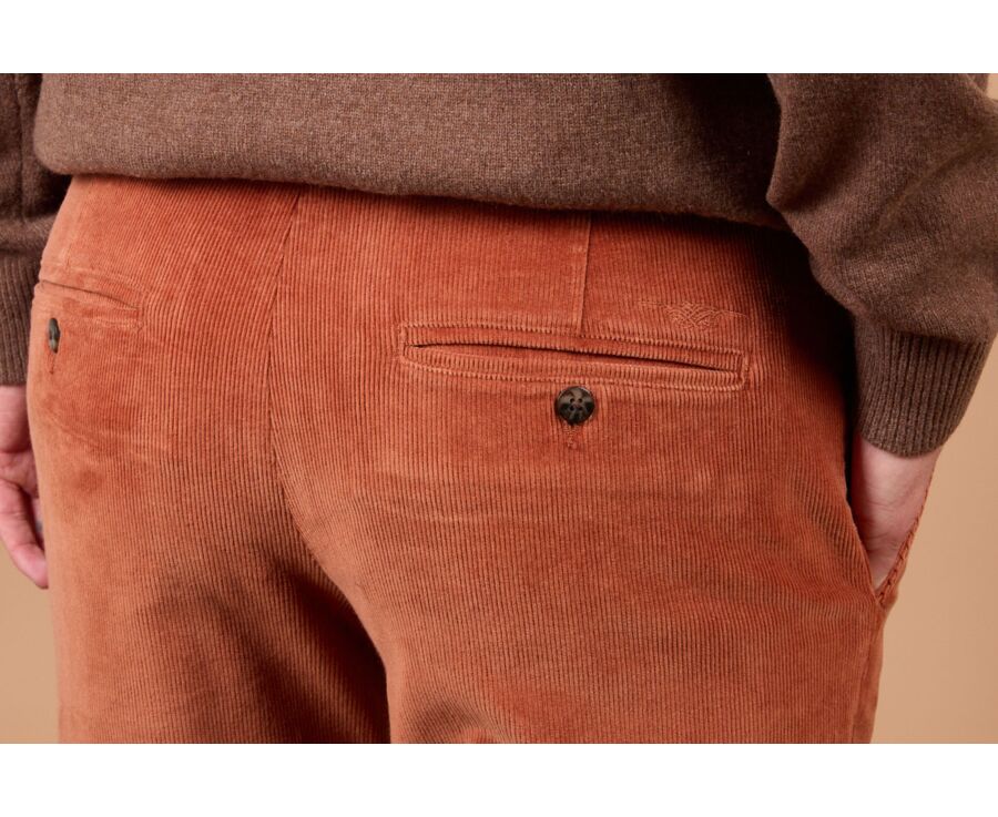 Pantalon chino homme rouille en velours côtelé - NORMAN