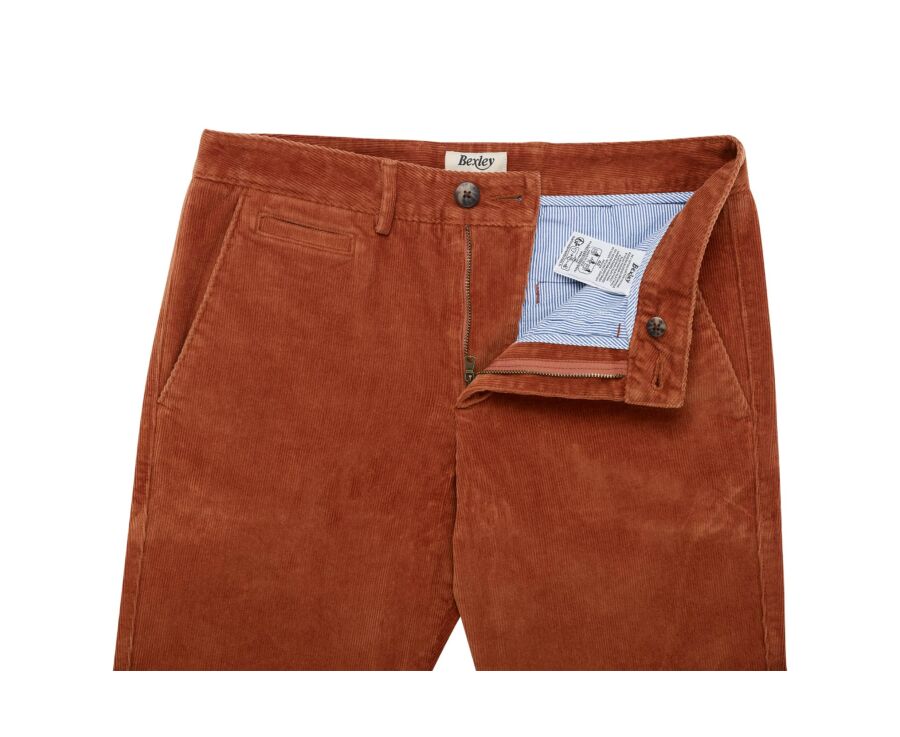 Pantalon chino homme rouille en velours côtelé - NORMAN