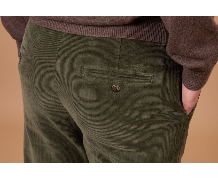 Pantalon chino homme olive en velours côtelé - NORMAN