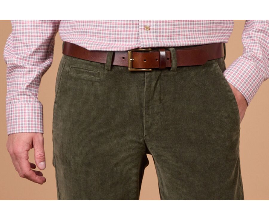 Pantalon chino homme olive en velours côtelé - NORMAN