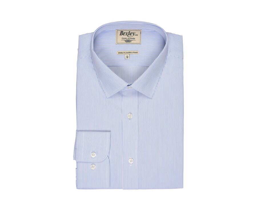 Chemise blanche coton rayures bleues - CLÉMENT