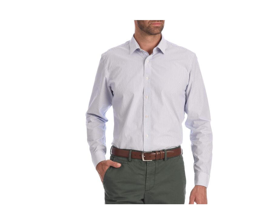 Chemise blanche coton rayures bleues - CLÉMENT