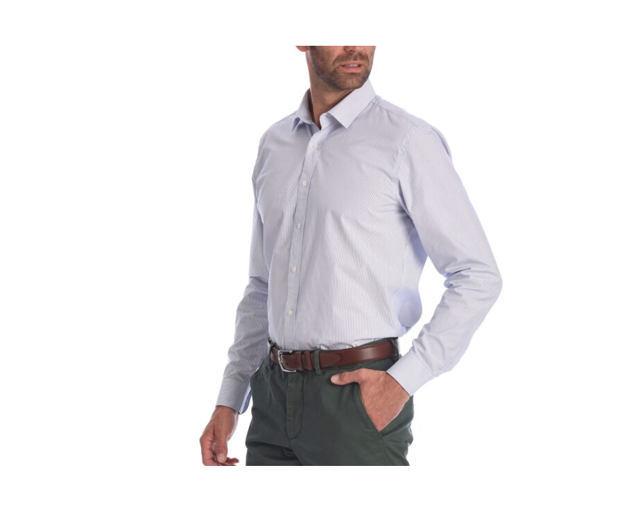 Chemise blanche coton rayures bleues - CLÉMENT