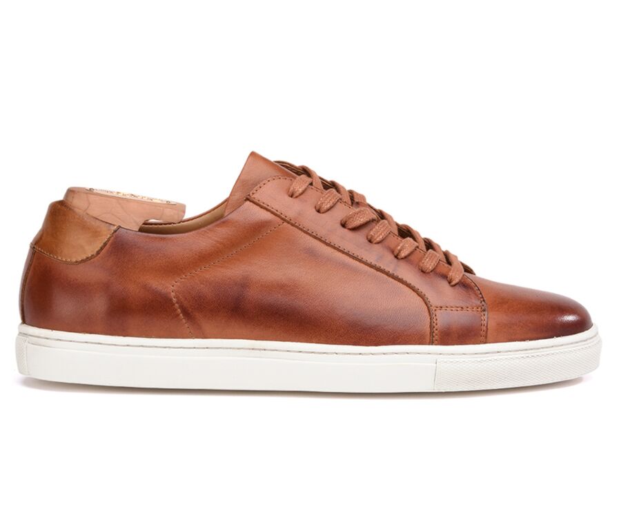 Sneakers cuir homme Châtaigne Patiné - INGLEWOOD