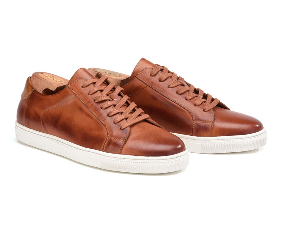 Sneakers cuir homme Châtaigne Patiné - INGLEWOOD