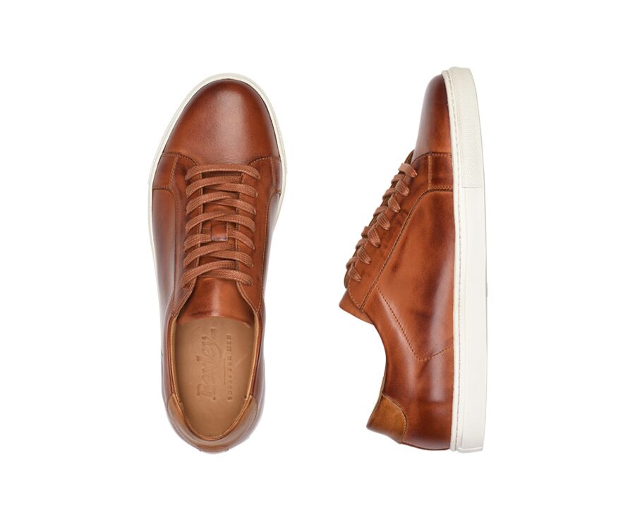 Sneakers cuir homme Châtaigne Patiné - INGLEWOOD