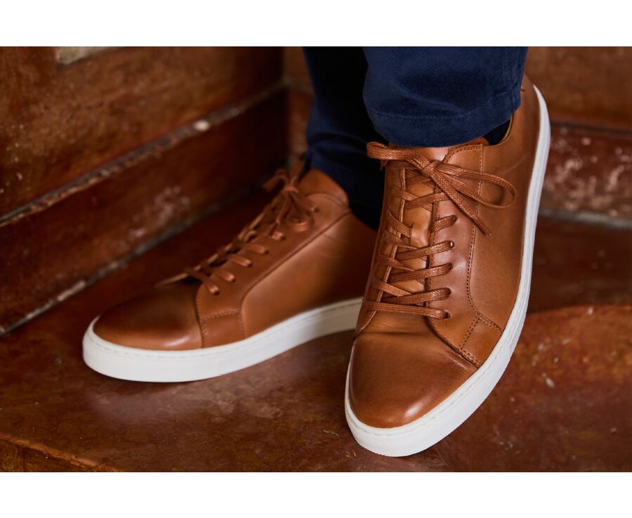 Sneakers cuir homme Châtaigne Patiné - INGLEWOOD