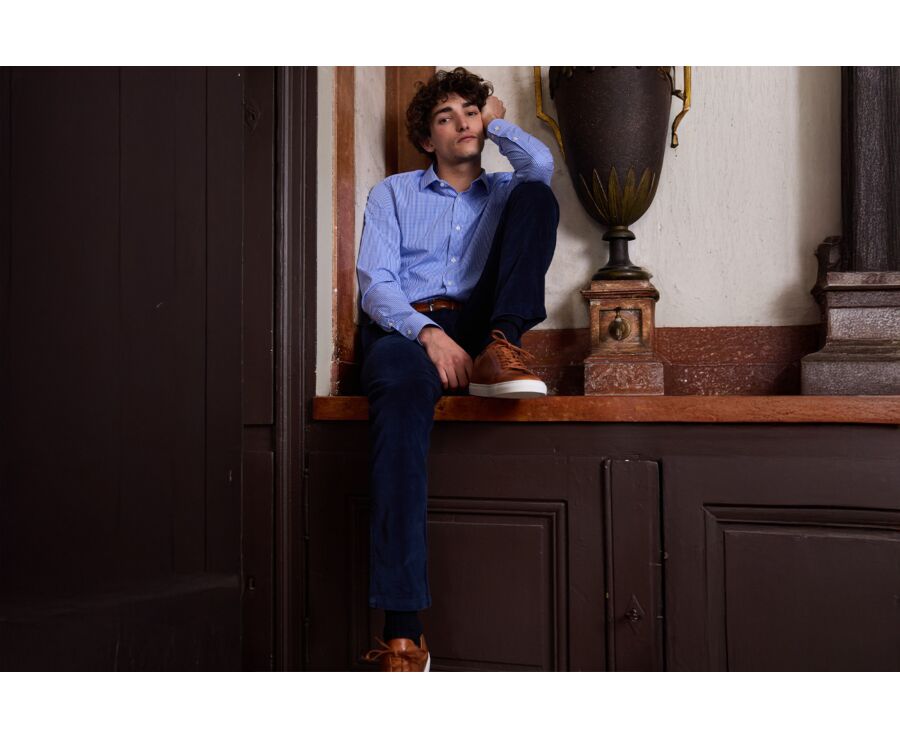 Sneakers cuir homme Châtaigne Patiné - INGLEWOOD