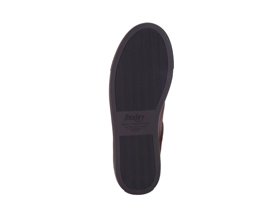 Sneaker homme en cuir grainé chocolat patiné à la main - INGLEWOOD