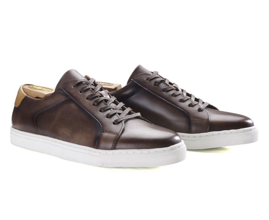 Sneakers homme cuir Chocolat patiné - INGLEWOOD