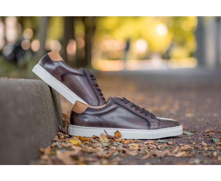 Sneakers homme cuir Chocolat patiné - INGLEWOOD