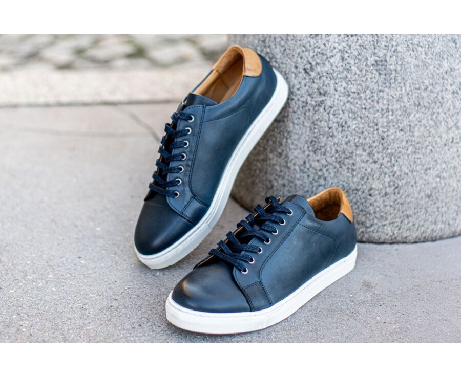 Sneakers cuir homme Navy Patiné - INGLEWOOD