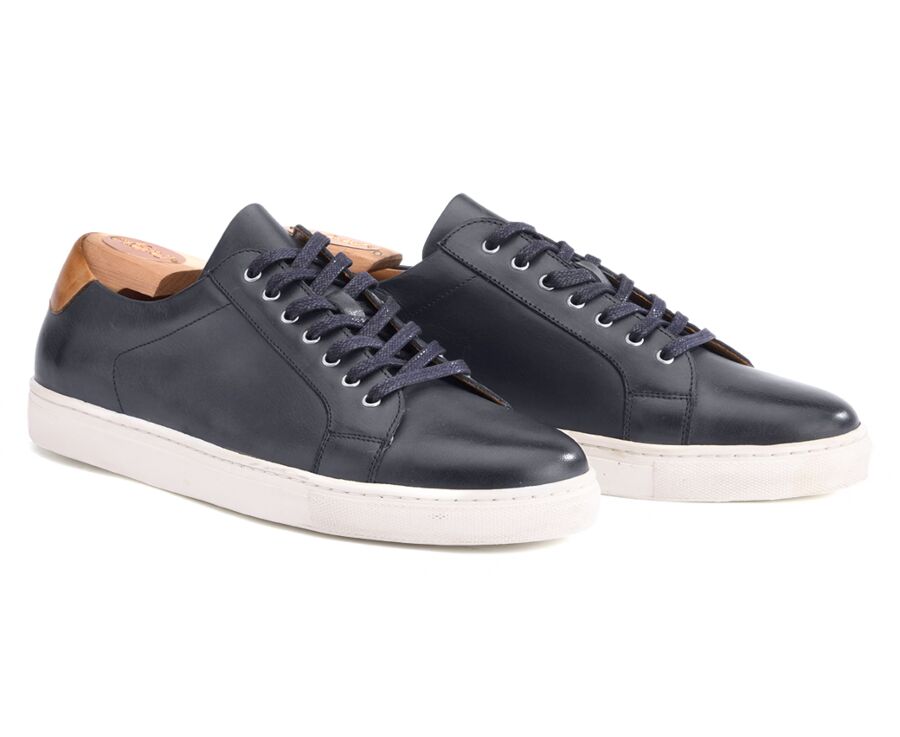 Sneakers cuir homme Navy Patiné - INGLEWOOD