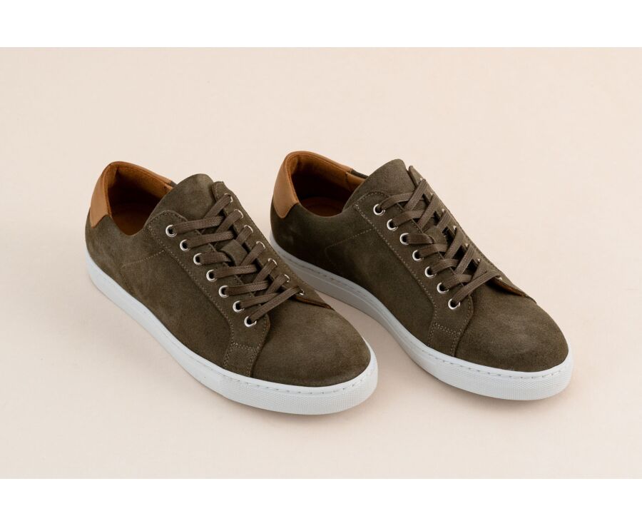 Sneakers cuir homme - Velours Kaki - INGLEWOOD