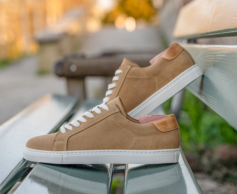 Sneakers homme cuir Velours beige foncé - INGLEWOOD