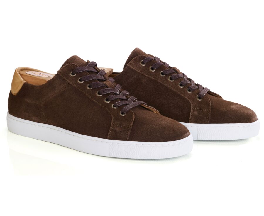 Sneaker homme en velours chocolat à semelle blanche - INGLEWOOD