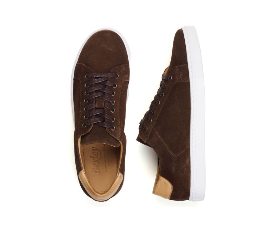 Sneaker homme en velours chocolat à semelle blanche - INGLEWOOD