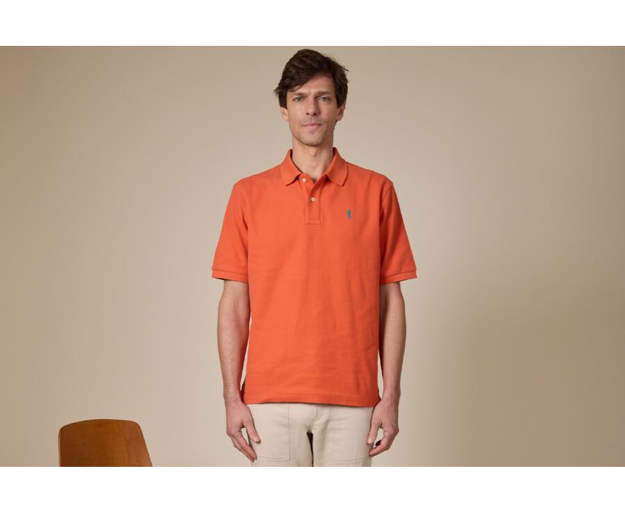 Polo homme Orange Foncé - Finition Lavée - GARETH
