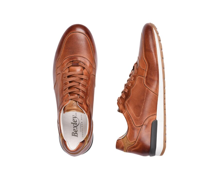 Sneakers Châtaigne Patiné cuir homme - CANBERRA