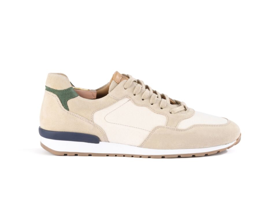Sneakers homme Velours Beige et Toile - CANBERRA