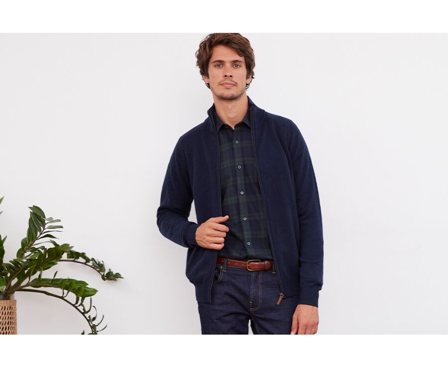 Gilet zippé homme laine Bleu Marine - KANE